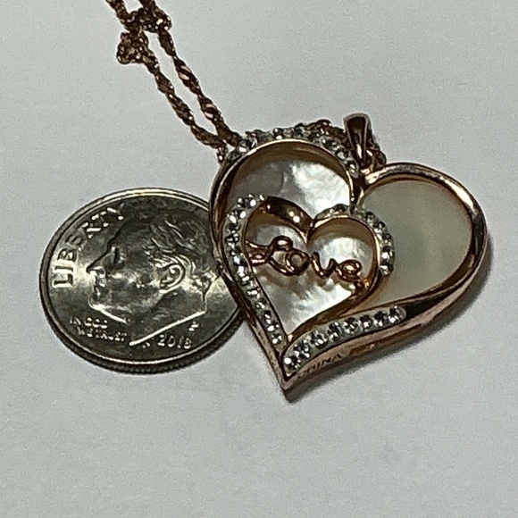 Ralph Lauren Sterling Silver Gold Tone Heart Shaped Love Pendant. 19” long - Picture 7 of 7